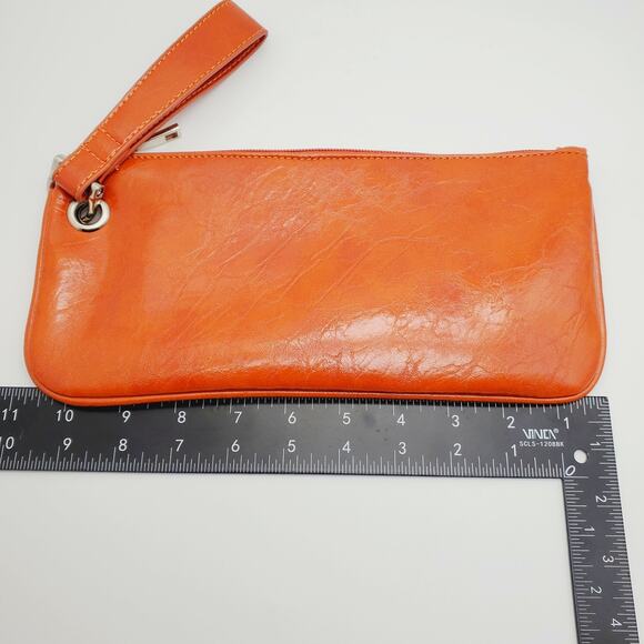 Treska Orange Clutch Bag Vegan Leather Wristlet Zipper Pockets Small Purse Case - Picture 5 of 10